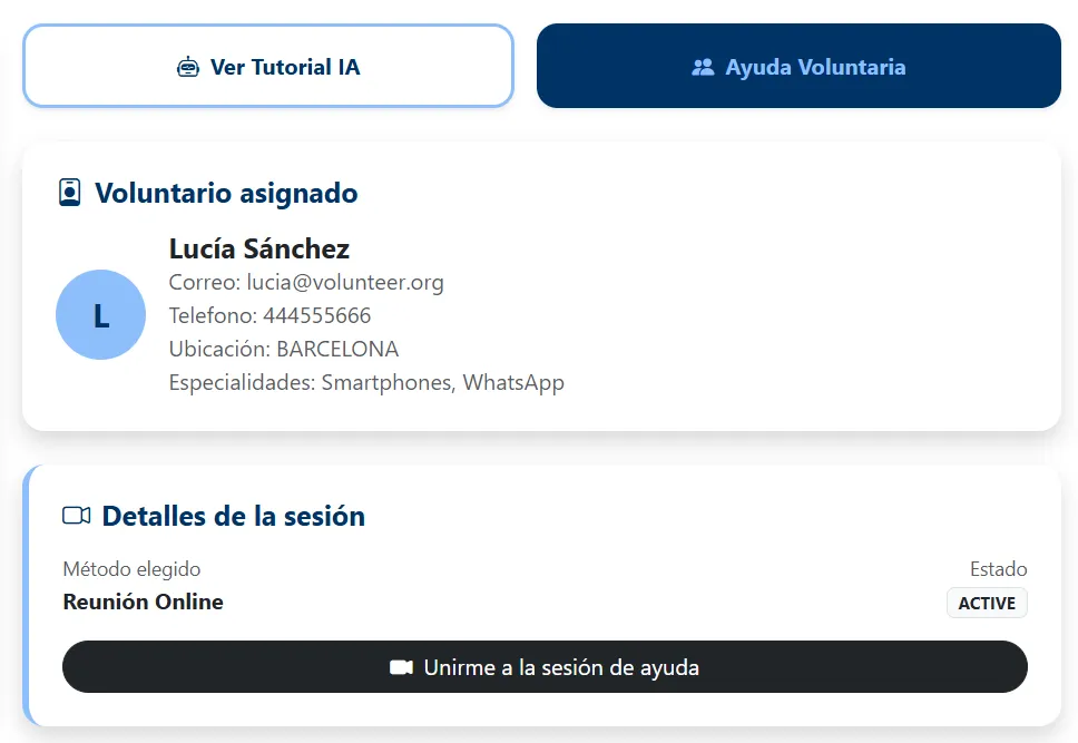 Ejemplo de sesión de ayuda